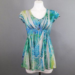 Unity‎ World Wear Women Shirt Blue Green